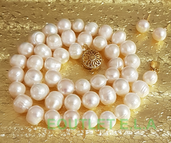 GENUINE NATURAL 10-11MM PEARL NECKLACE+FREE EARRINGS